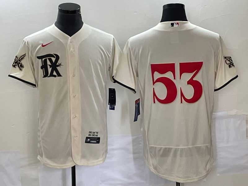 Mens Texas Rangers #53 Adolis Garcia Cream 2023 City Connect Flex Base Stitched Jersey